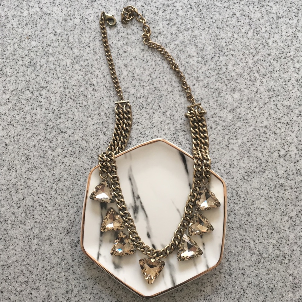 Gold Triangle Cut Diamonds Statement Necklace - image 2